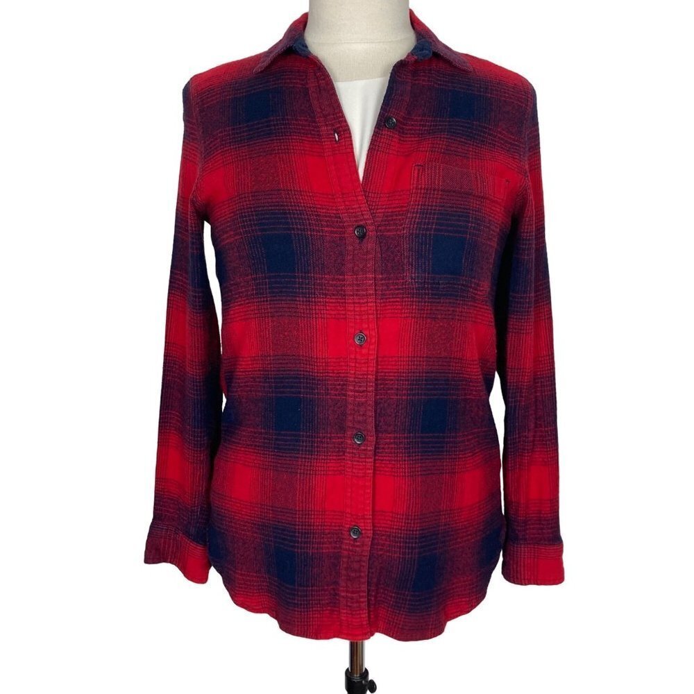 Madewell Buffalo Plaid Flannel Shirt Womens XS Red Blue Super Soft